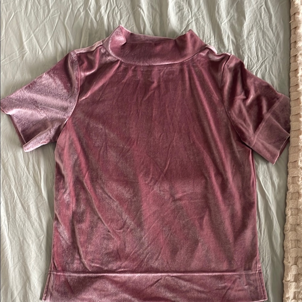 Velvet Pink Turtleneck Top